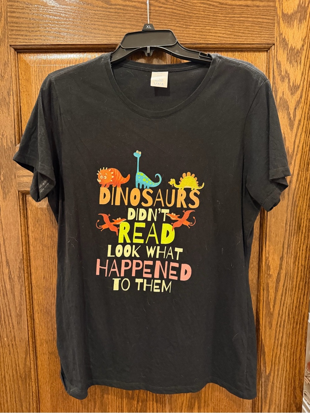 Black Graphic Tee - "Dinosaurs Didn't Read"